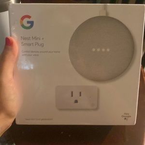 Google Nest Mini Google Assistant in Chalk + GE Smart Plug Bundle NEW, SEALED
